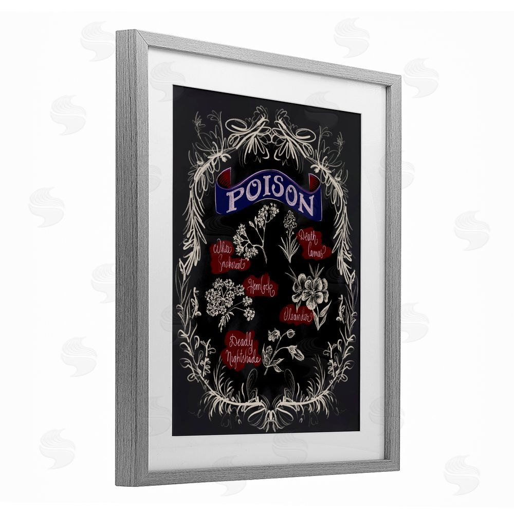 Connie Summers Spooky Poison Plants Gray Framed Print Under Glass with White Mat Wall Art