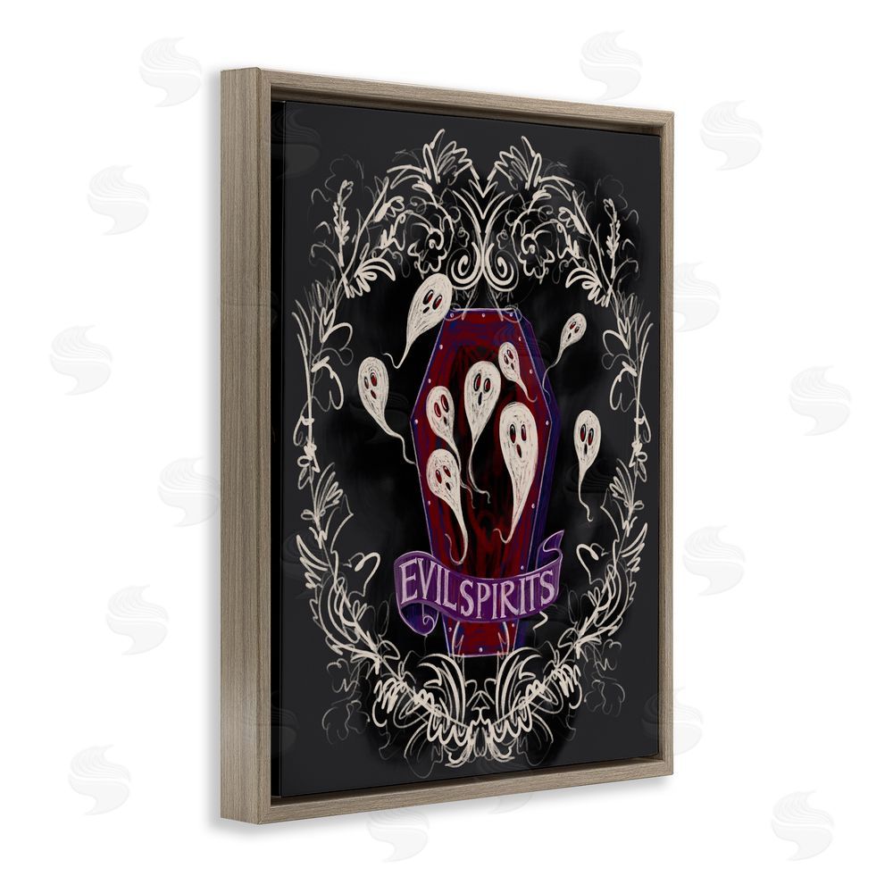 Connie Summers Evil Spirits Ghosts Brown Floating Frame Canvas Wall Art Print
