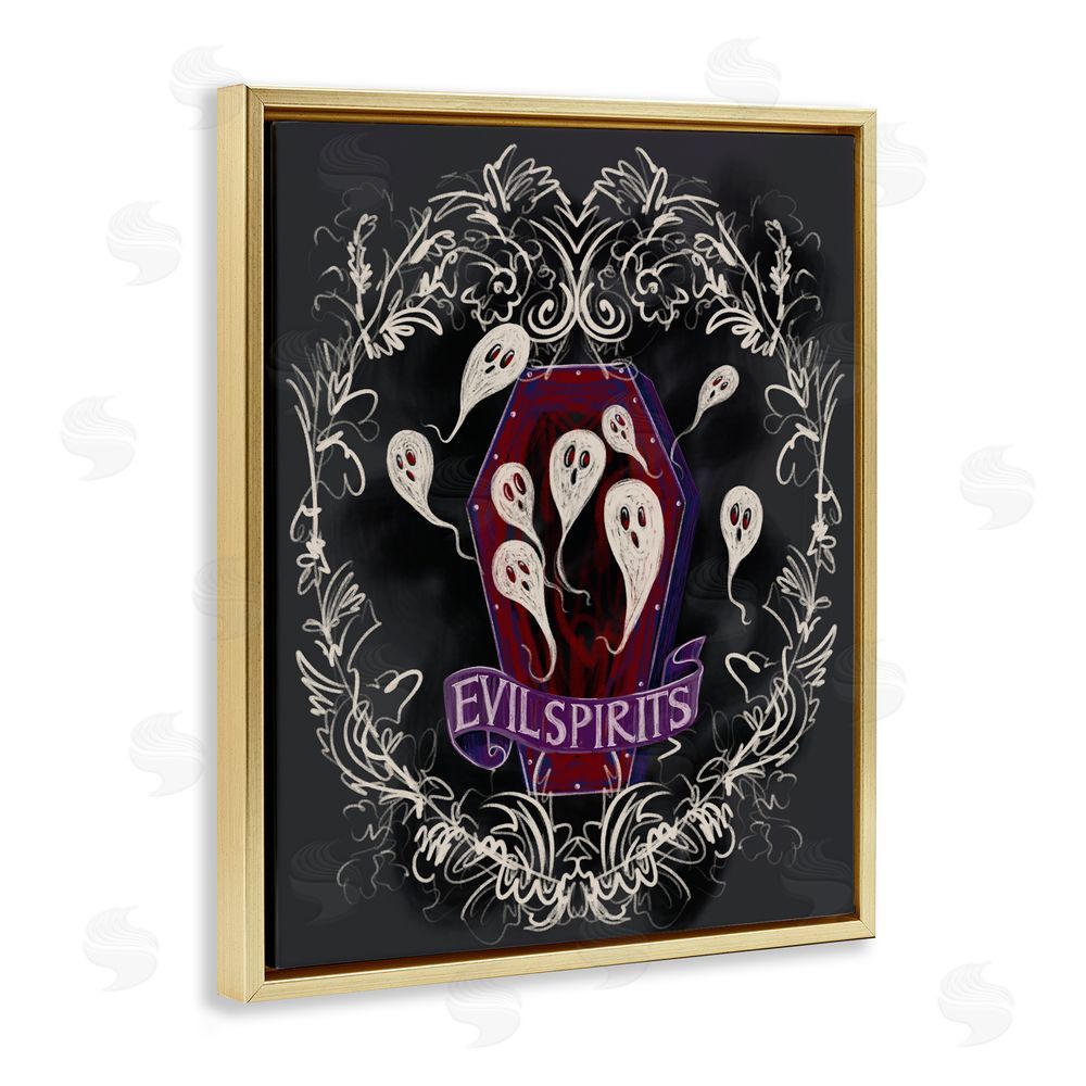 Connie Summers Evil Spirits Ghosts Gold Floating Frame Canvas Wall Art Print