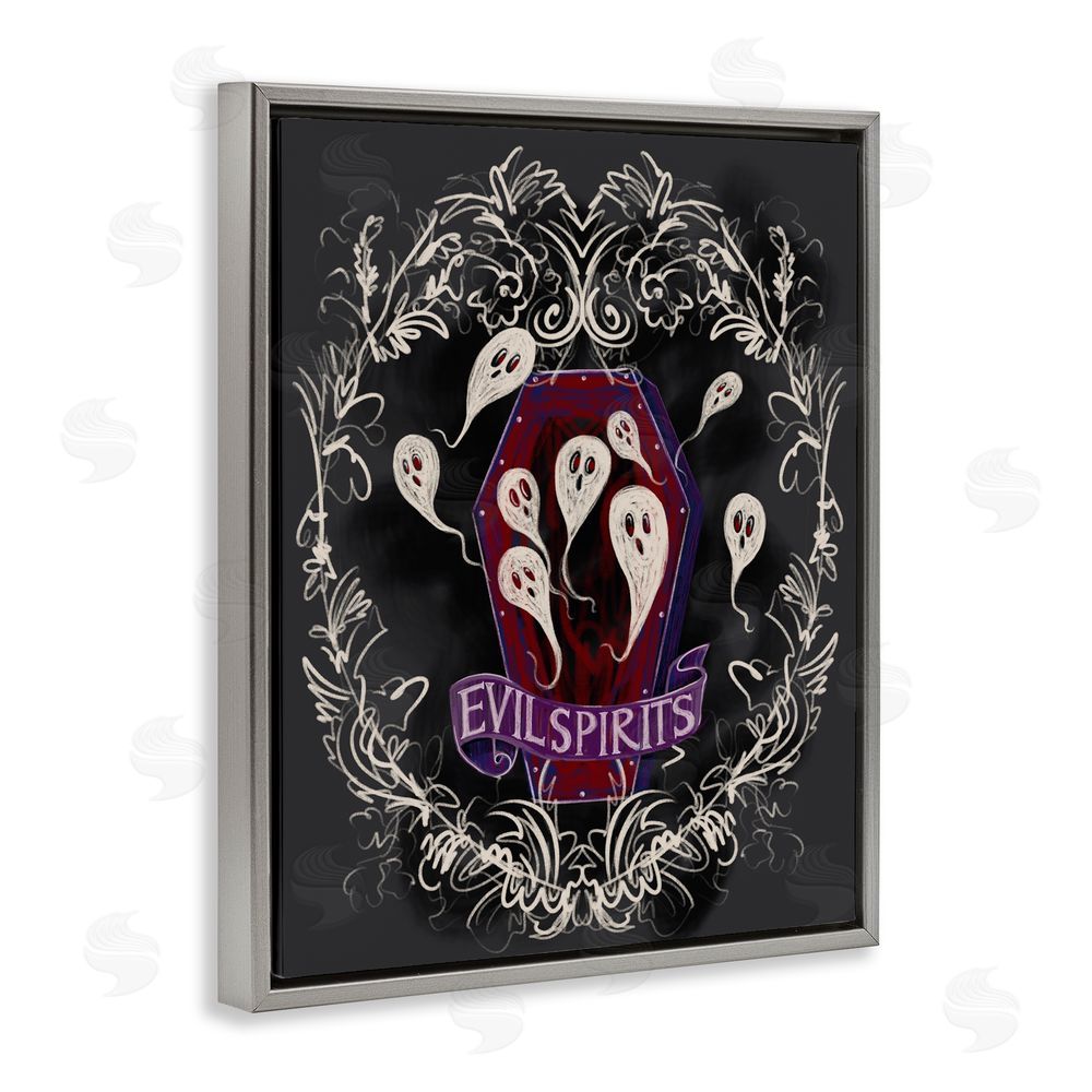 Connie Summers Evil Spirits Ghosts Gray Floating Frame Canvas Wall Art Print