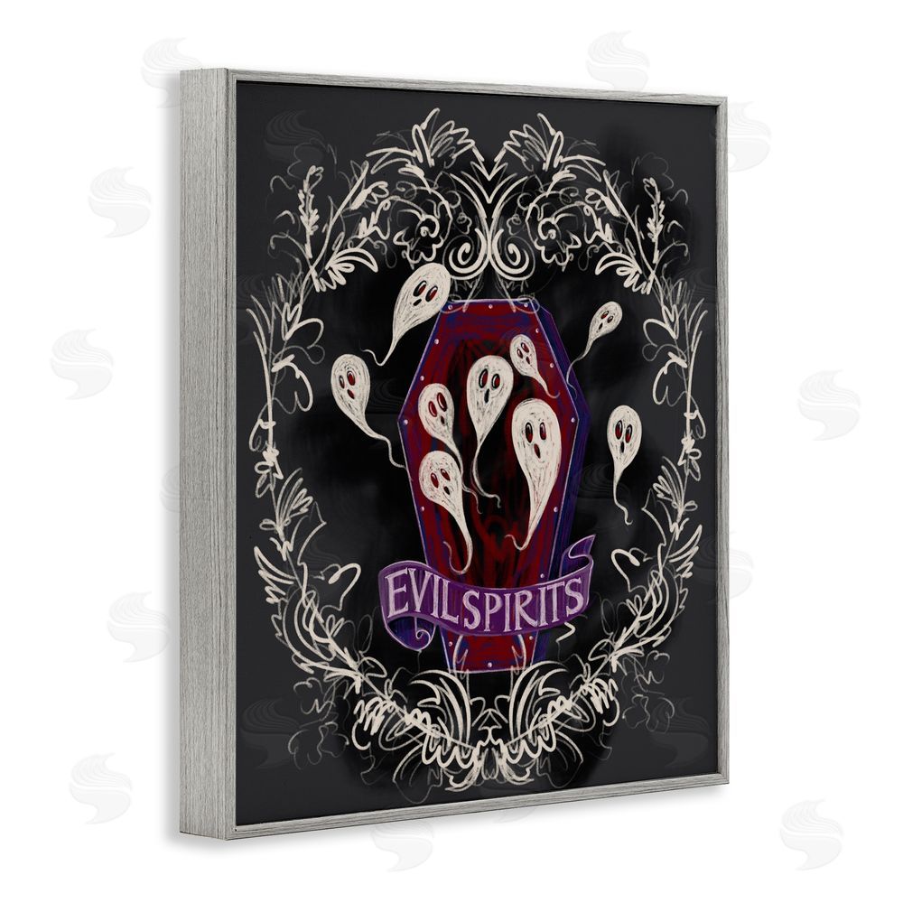 Connie Summers Evil Spirits Ghosts Gray Framed Giclee Wall Art Print