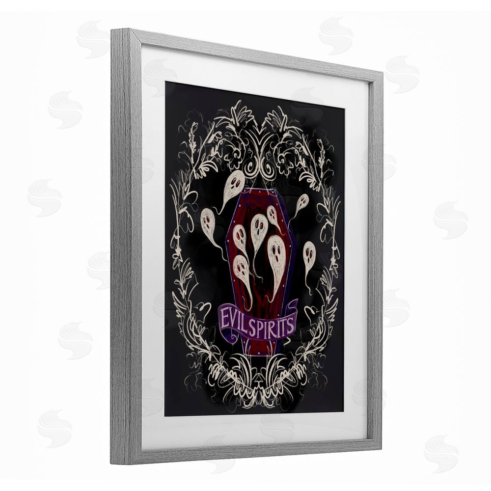 Connie Summers Evil Spirits Ghosts Gray Framed Print Under Glass with White Mat Wall Art
