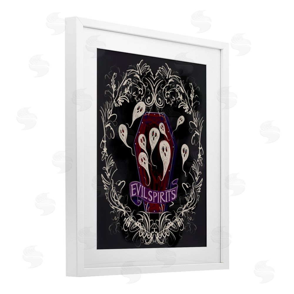 Connie Summers Evil Spirits Ghosts White Framed Print Under Glass with Mat Wall Art
