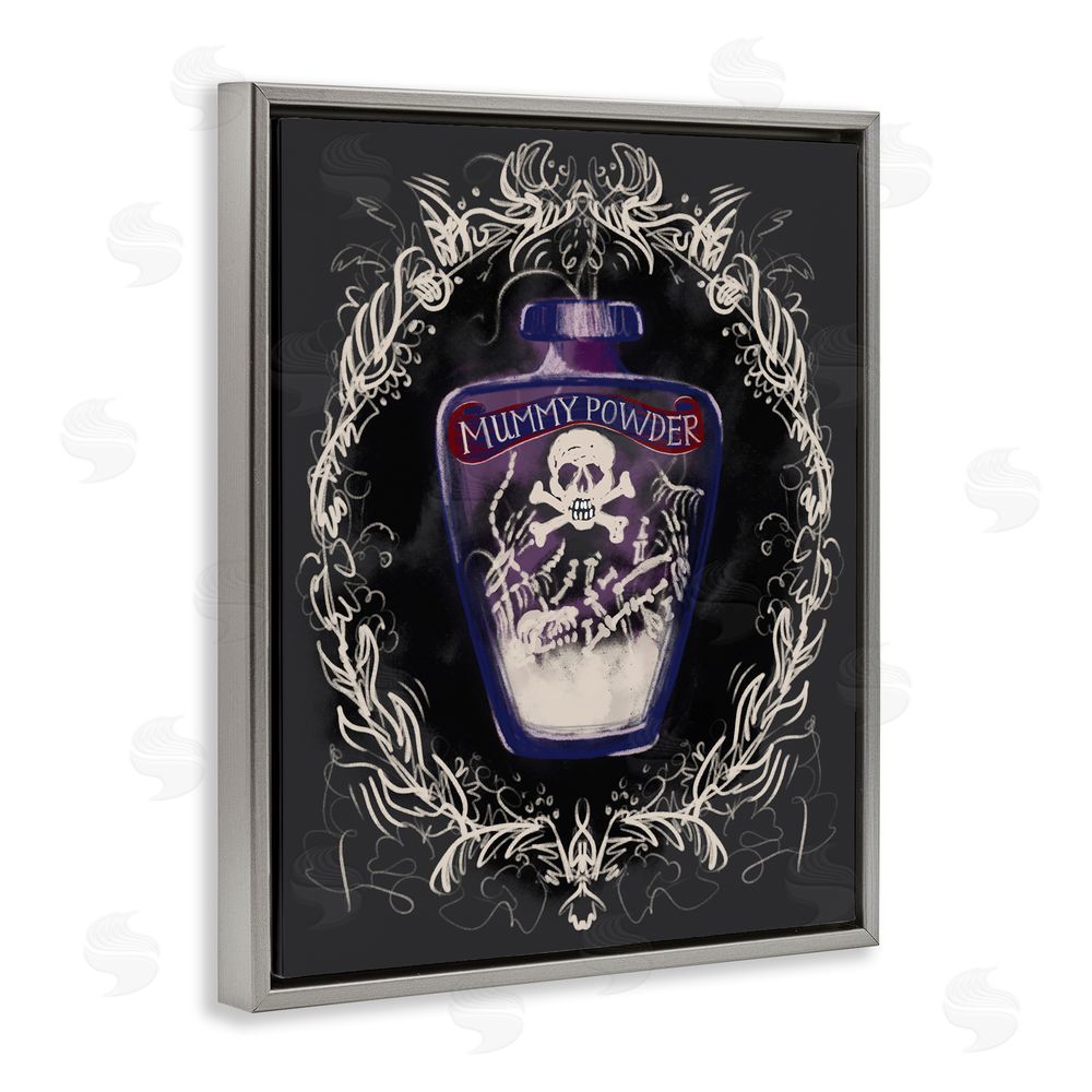 Connie Summers Mummy Powder Jar Gray Floating Frame Canvas Wall Art Print
