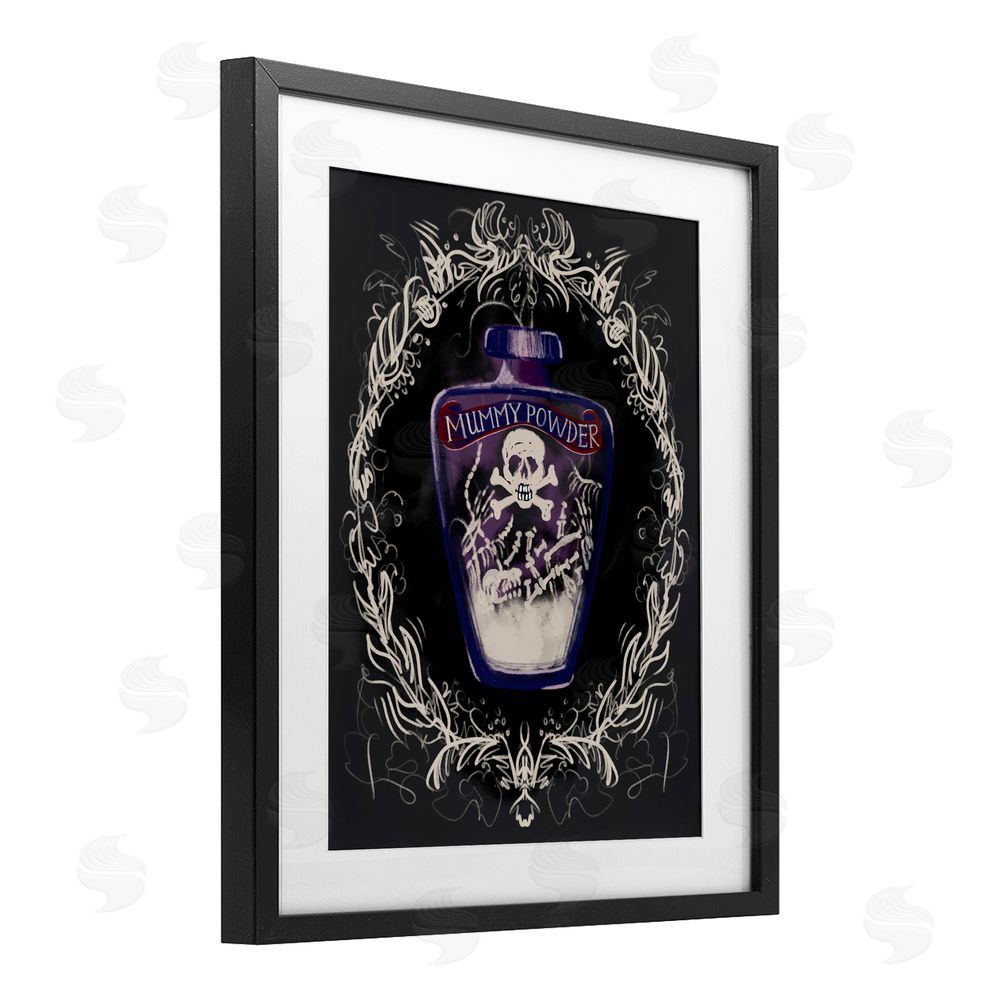 Connie Summers Mummy Powder Jar Black Framed Print Under Glass with White Mat Wall Art