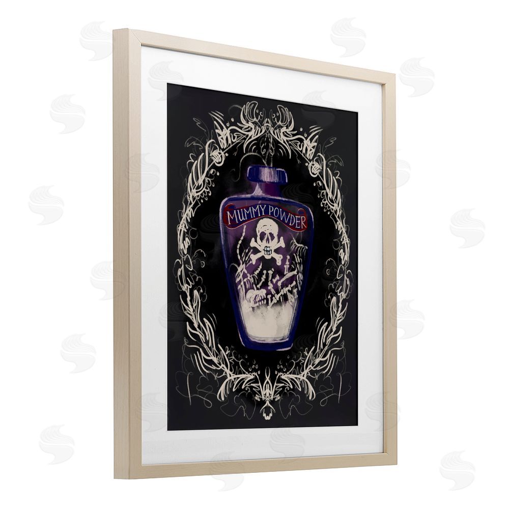 Connie Summers Mummy Powder Jar Birch Framed Print Under Glass with White Mat Wall Art
