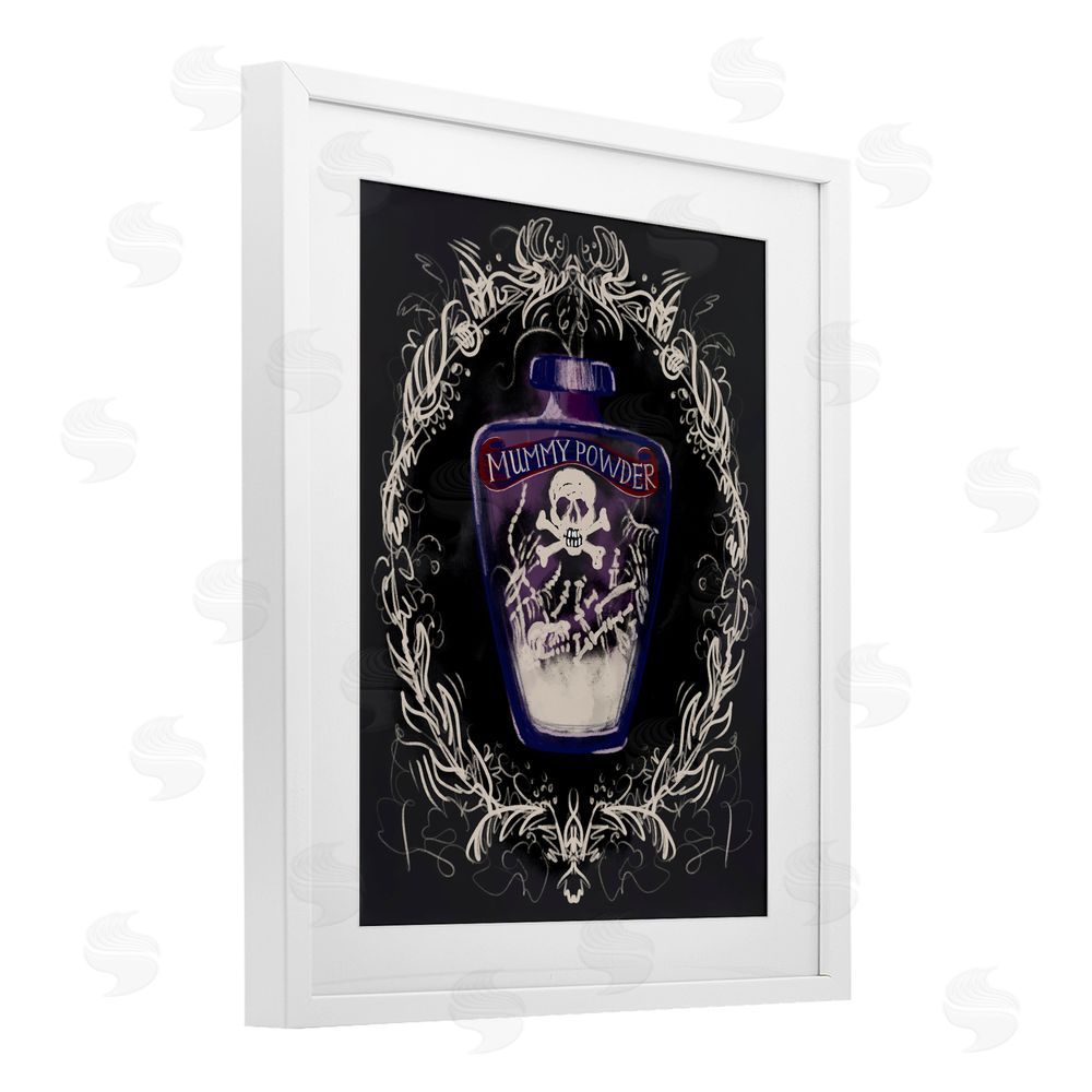 Connie Summers Mummy Powder Jar White Framed Print Under Glass with Mat Wall Art