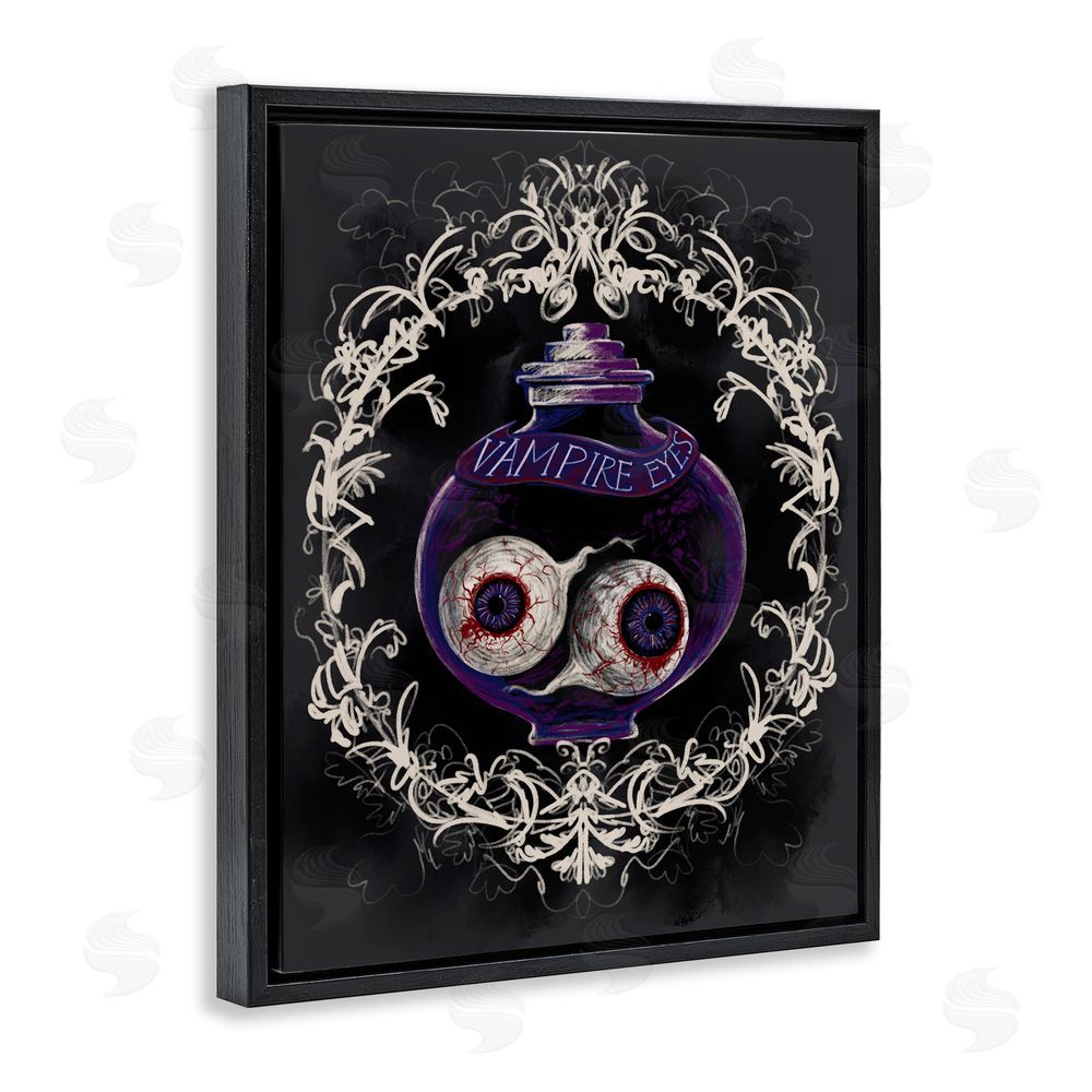 Connie Summers Vampire Eyes Specimen Jar Black Floating Frame Canvas Wall Art Print