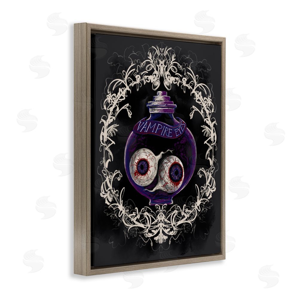Connie Summers Vampire Eyes Specimen Jar Brown Floating Frame Canvas Wall Art Print