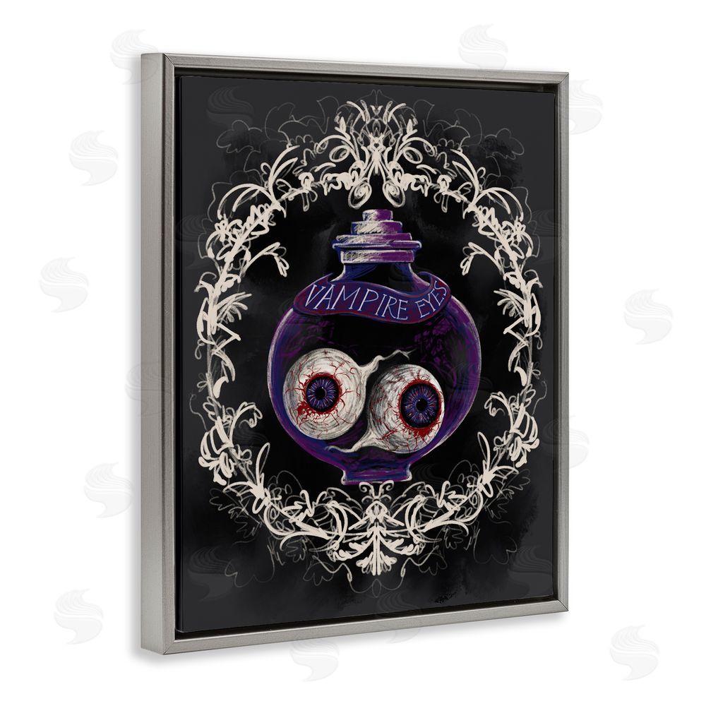 Connie Summers Vampire Eyes Specimen Jar Gray Floating Frame Canvas Wall Art Print