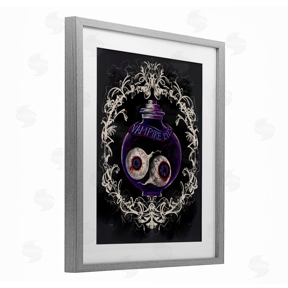Connie Summers Vampire Eyes Specimen Jar Gray Framed Print Under Glass with White Mat Wall Art