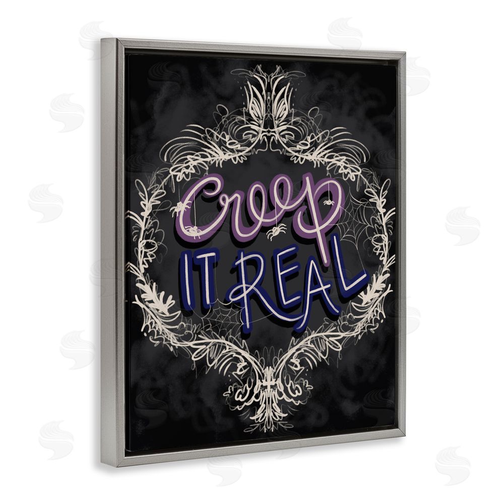 Connie Summers Vintage Creep It Real Gray Floating Frame Canvas Wall Art Print