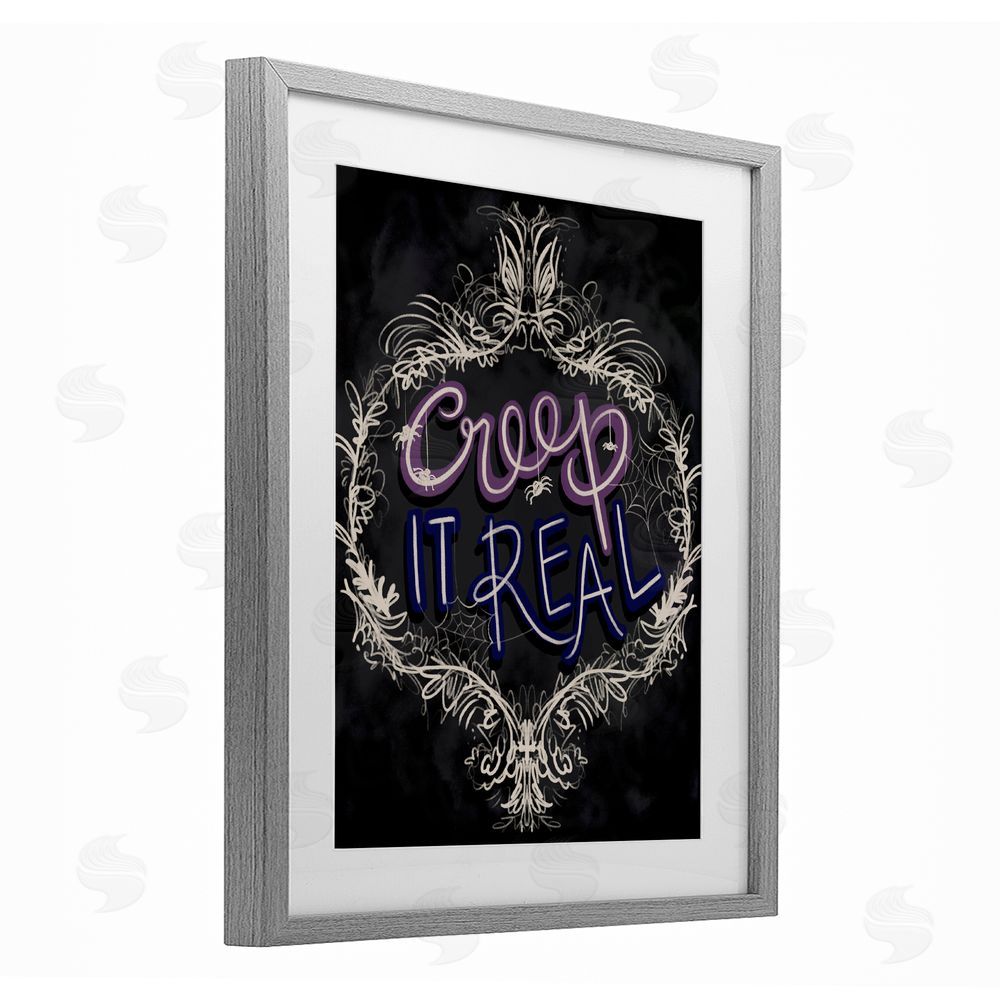 Connie Summers Vintage Creep It Real Gray Framed Print Under Glass with White Mat Wall Art