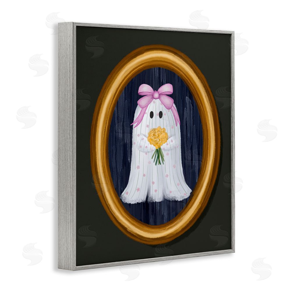 Jennifer Stith Ghost Girl with Flowers Gray Framed Giclee Wall Art Print