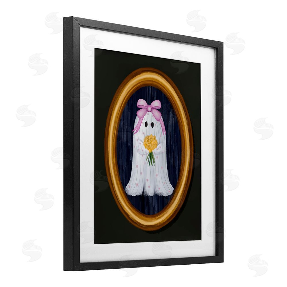 Jennifer Stith Ghost Girl with Flowers Black Framed Print Under Glass with White Mat Wall Art