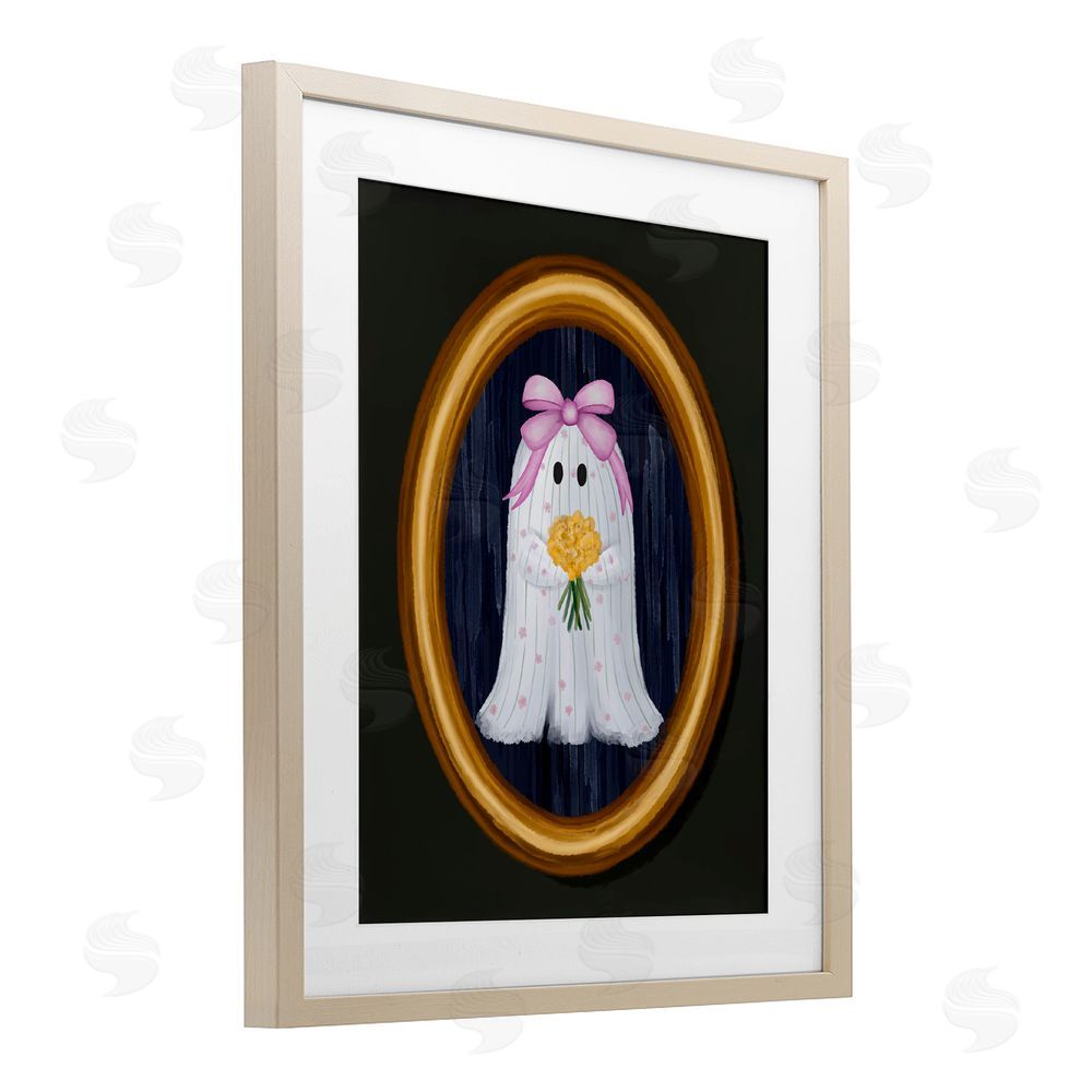 Jennifer Stith Ghost Girl with Flowers Birch Framed Print Under Glass with White Mat Wall Art