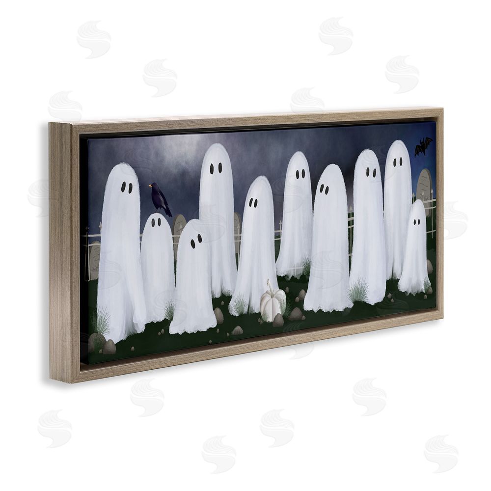 Jennifer Stith Ghosts in Graveyard Brown Floating Frame Canvas Wall Art Print
