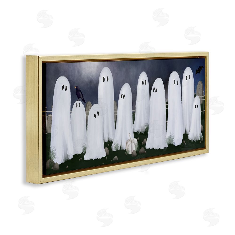 Jennifer Stith Ghosts in Graveyard Gold Floating Frame Canvas Wall Art Print