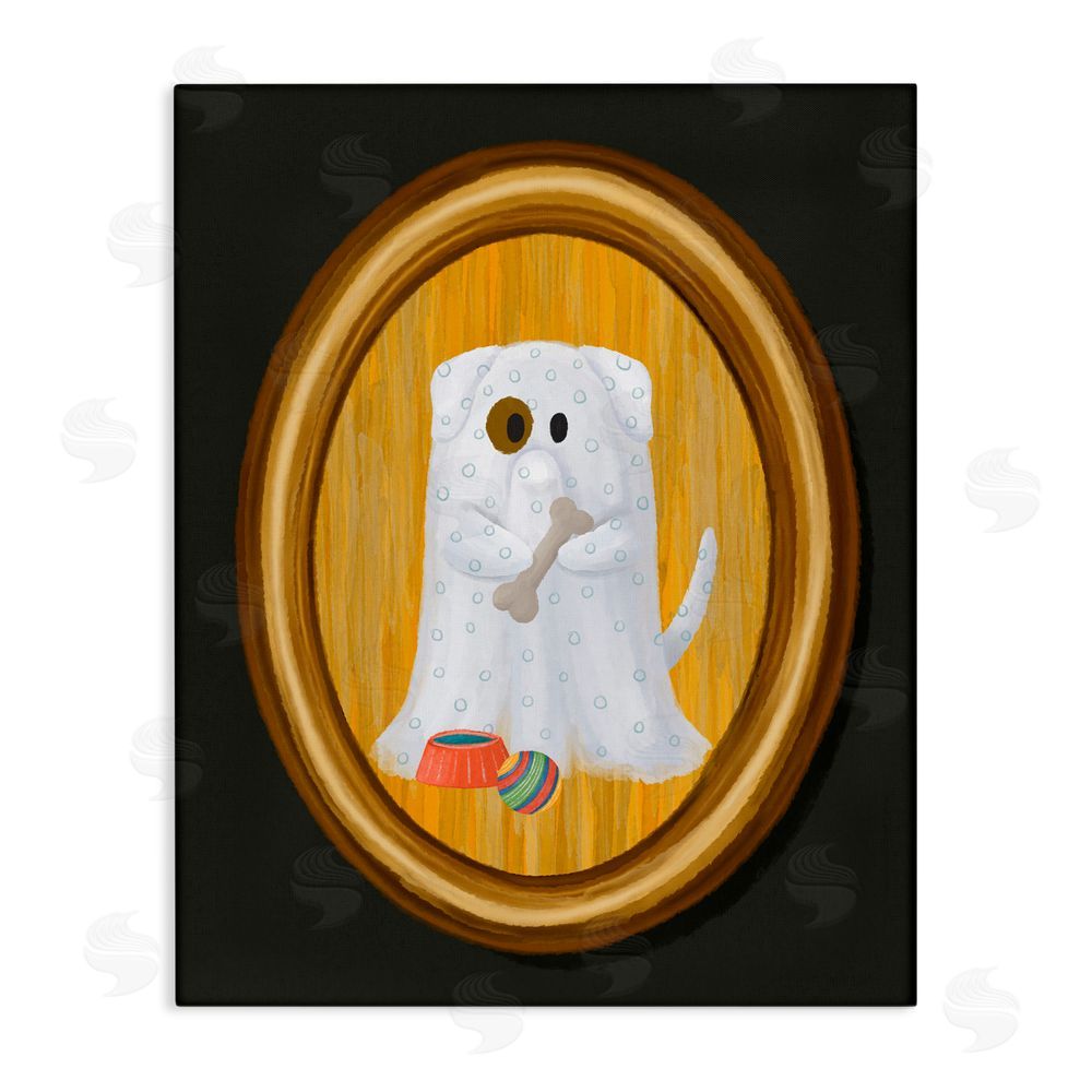 Jennifer Stith Ghost Dog with Bone Canvas Wall Art Print