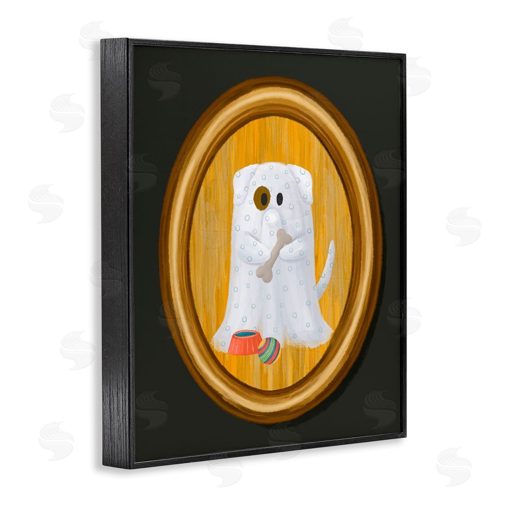 Jennifer Stith Ghost Dog with Bone Black Framed Giclee Wall Art Print