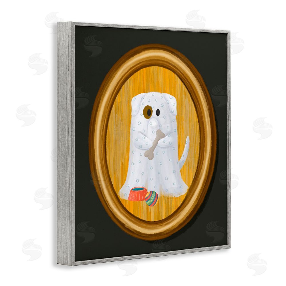 Jennifer Stith Ghost Dog with Bone Gray Framed Giclee Wall Art Print