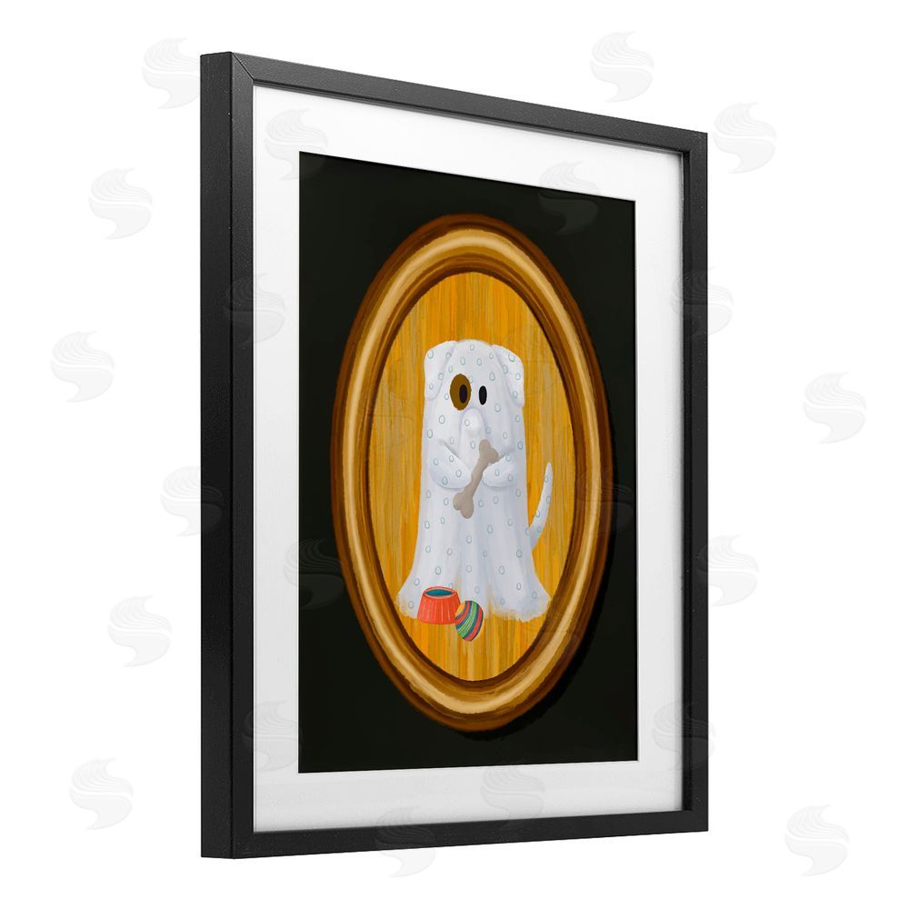 Jennifer Stith Ghost Dog with Bone Black Framed Print Under Glass with White Mat Wall Art