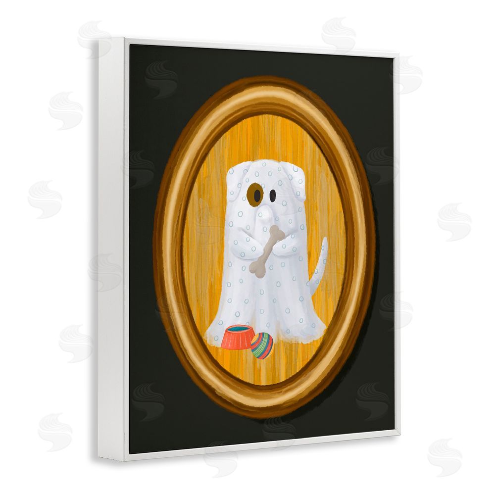 Jennifer Stith Ghost Dog with Bone White Framed Giclee Wall Art Print