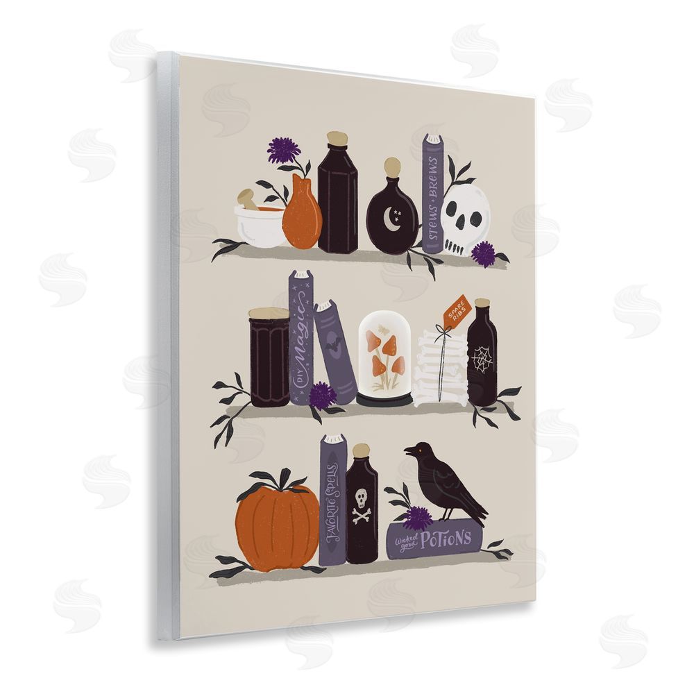 Sandra Picco Apothecary Bookshelves with Crow Wall Plaque Art Print