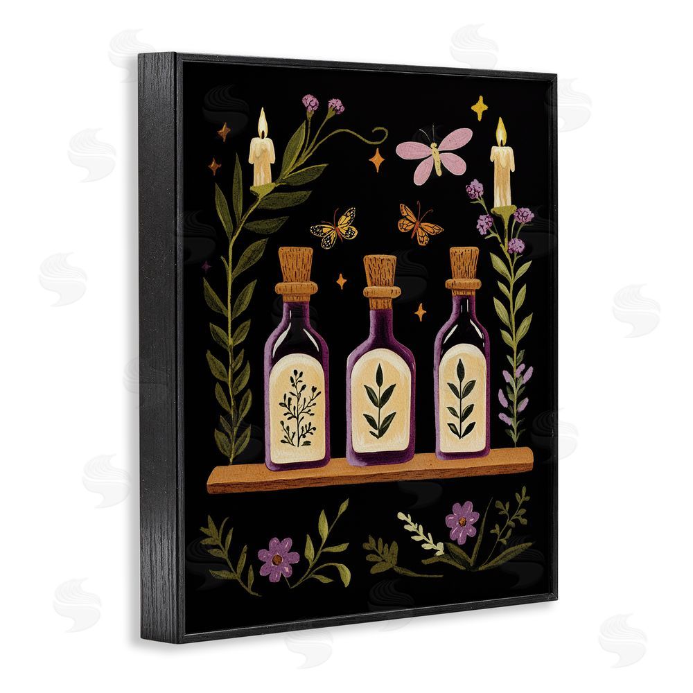 Yen Victorian Apothecary Shelf Black Framed Giclee Wall Art Print