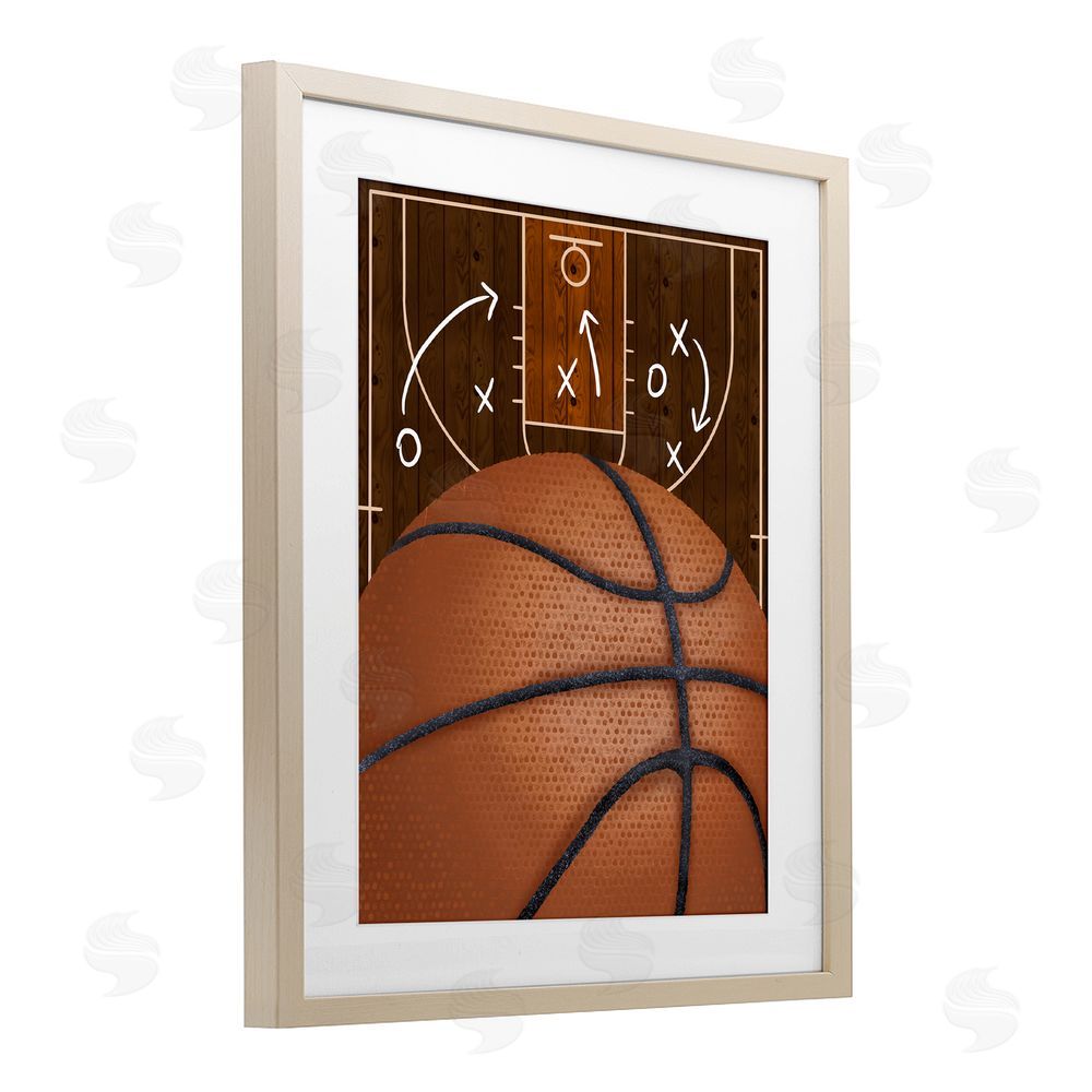 Jennifer Stith Basketball Court Tactics Brown Framed Print Under Glass Wall Art