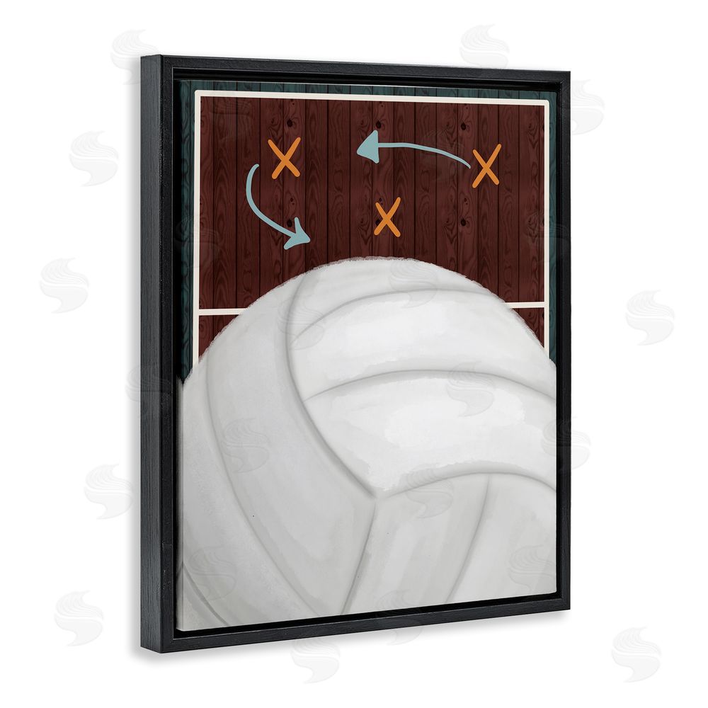 Jennifer Stith Volleyball Court Tactics Black Floating Frame Canvas Wall Art Print