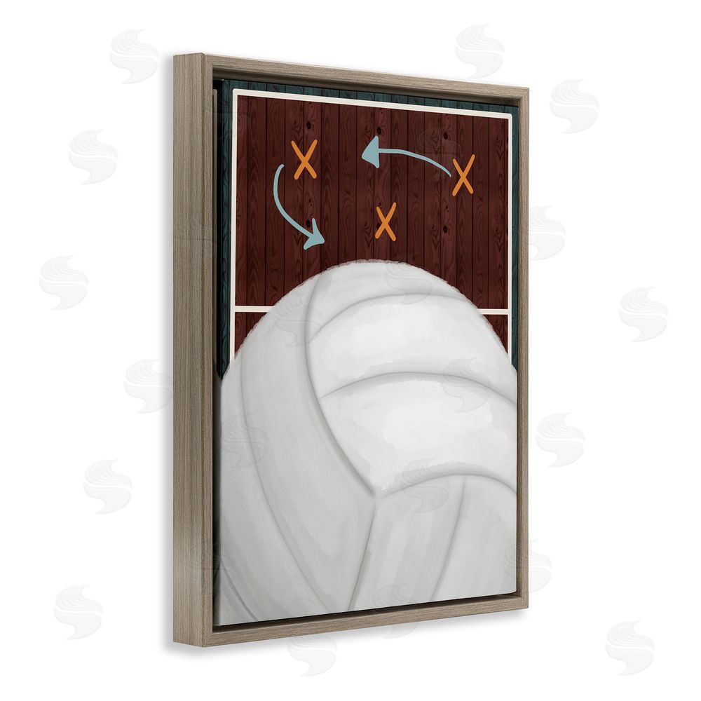 Jennifer Stith Volleyball Court Tactics Brown Floating Frame Canvas Wall Art Print