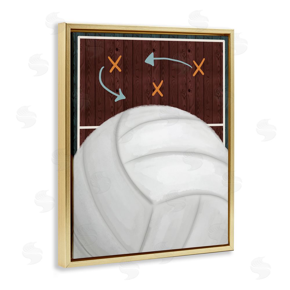 Jennifer Stith Volleyball Court Tactics Gold Floating Frame Canvas Wall Art Print