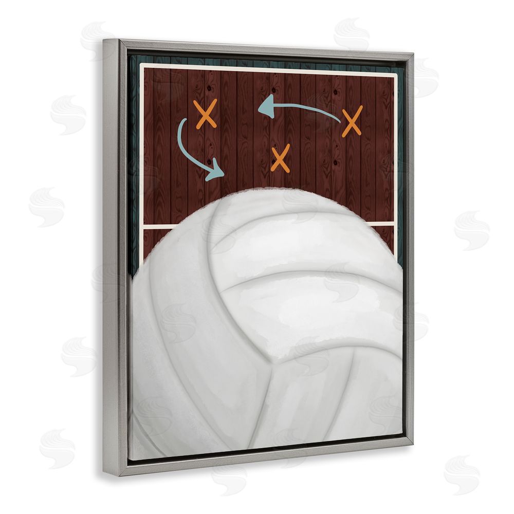 Jennifer Stith Volleyball Court Tactics Gray Floating Frame Canvas Wall Art Print