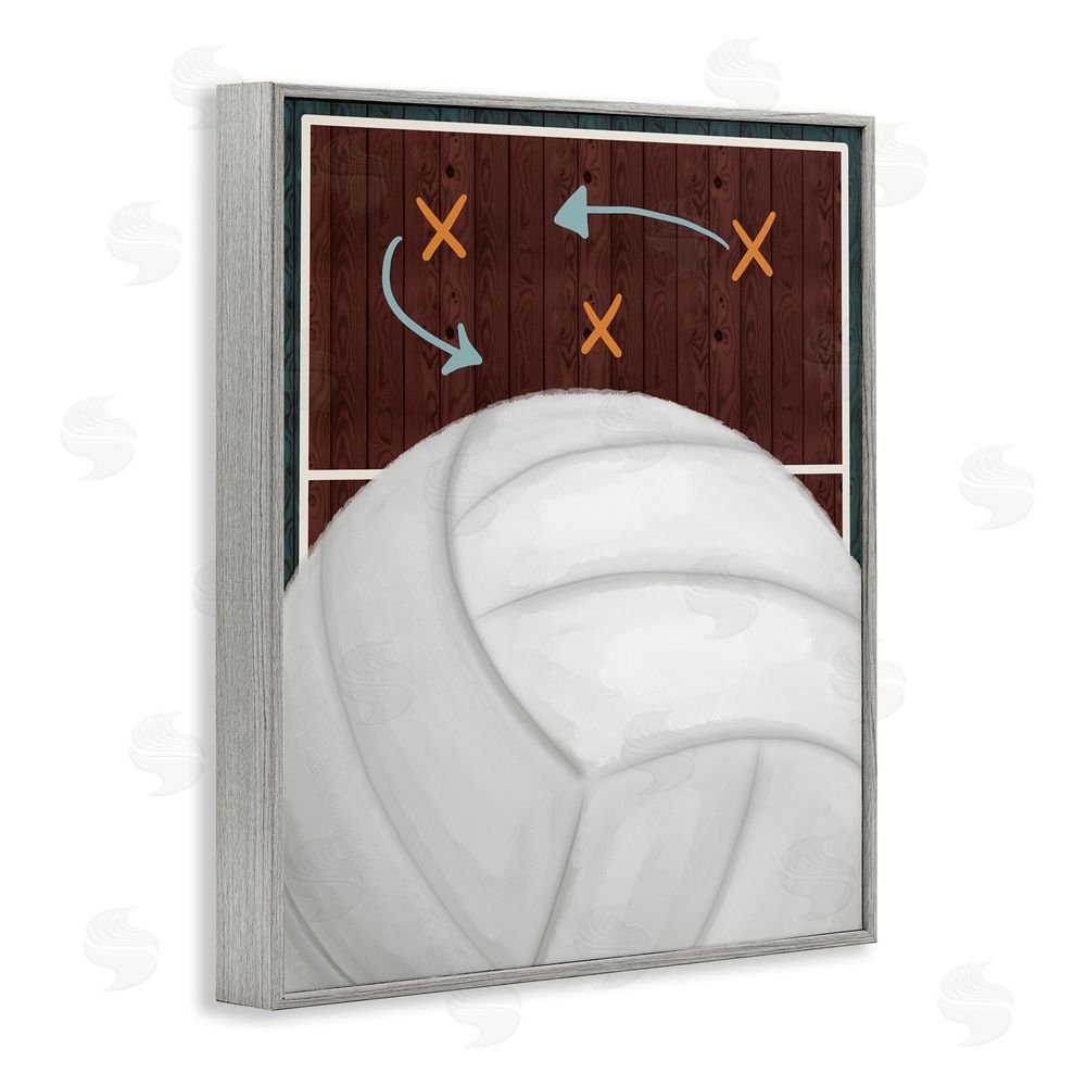 Jennifer Stith Volleyball Court Tactics Gray Framed Giclee Wall Art Print