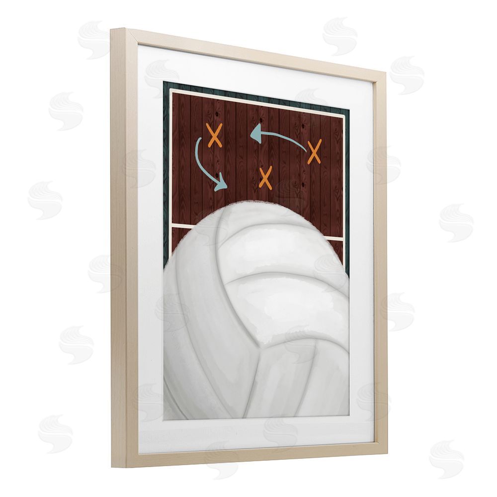 Jennifer Stith Volleyball Court Tactics Brown Framed Print Under Glass Wall Art