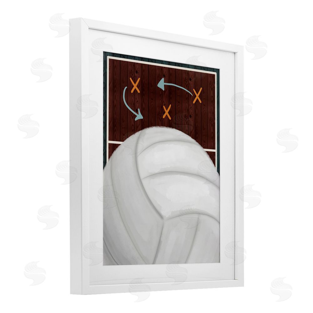 Jennifer Stith Volleyball Court Tactics White Framed Print Under Glass Wall Art