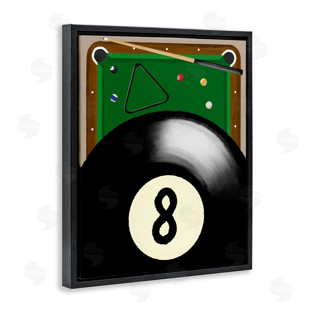 Jennifer Stith Billiard Table & Balls Black Floating Frame Canvas Wall Art Print