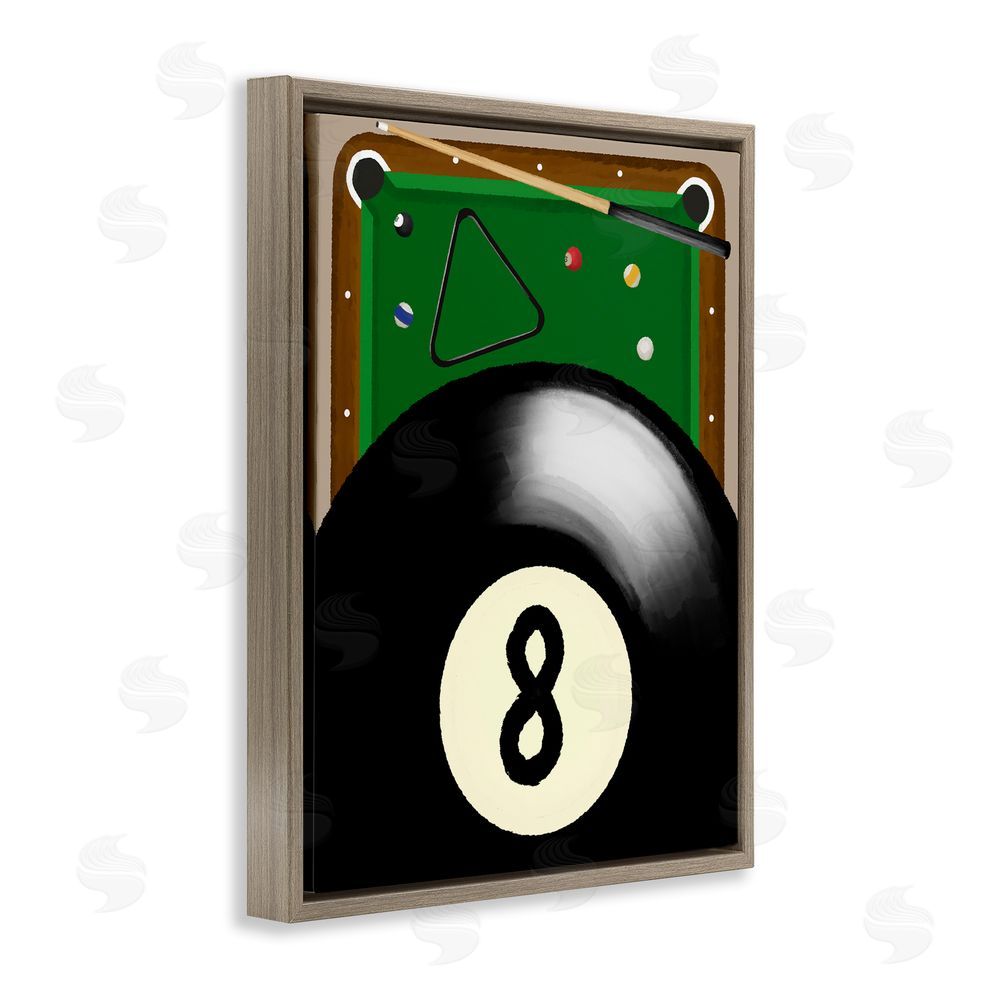 Jennifer Stith Billiard Table & Balls Brown Floating Frame Canvas Wall Art Print