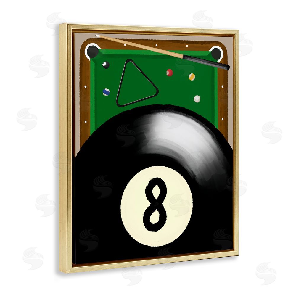 Jennifer Stith Billiard Table & Balls Gold Floating Frame Canvas Wall Art Print