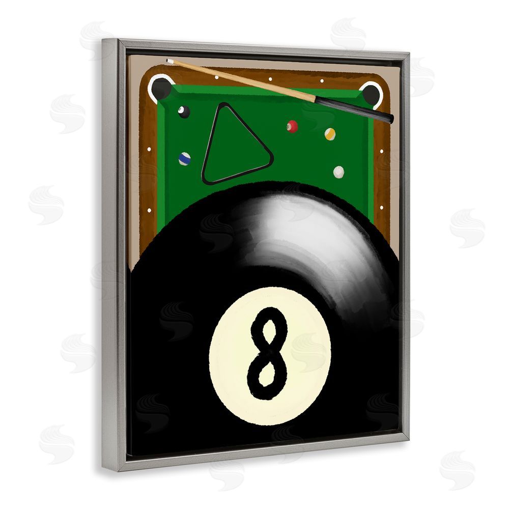 Jennifer Stith Billiard Table & Balls Gray Floating Frame Canvas Wall Art Print
