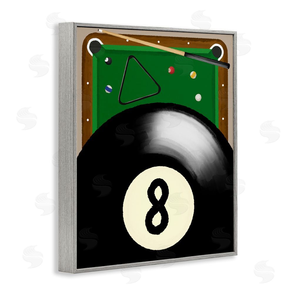 Jennifer Stith Billiard Table & Balls Gray Framed Giclee Wall Art Print