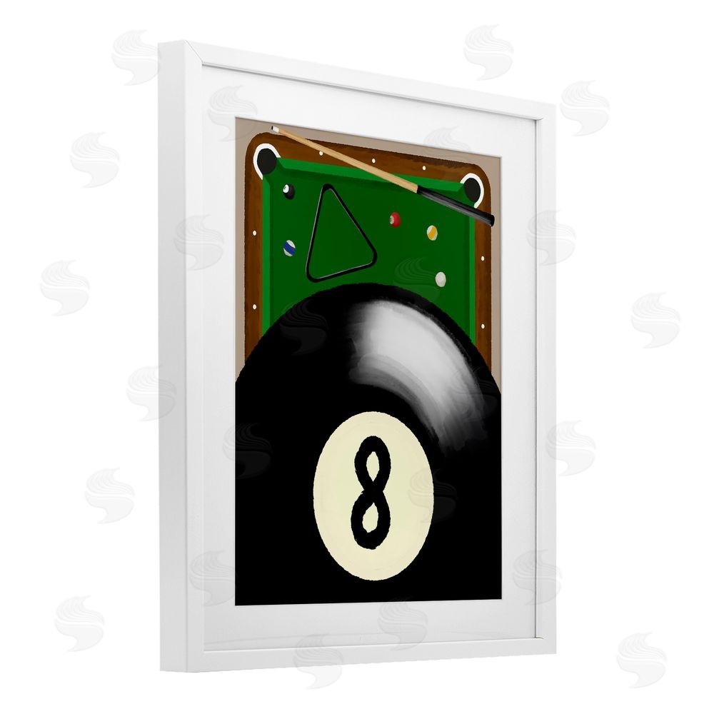Jennifer Stith Billiard Table & Balls White Framed Print Under Glass Wall Art