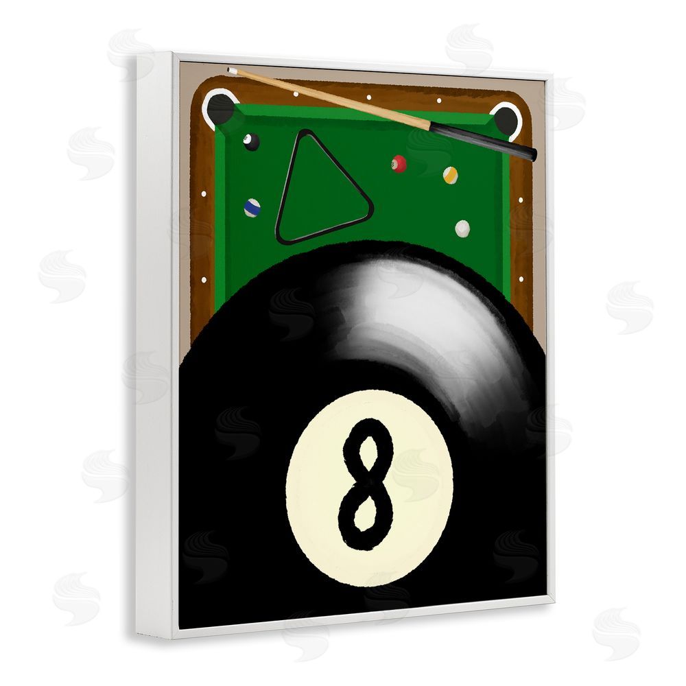 Jennifer Stith Billiard Table & Balls White Framed Giclee Wall Art Print