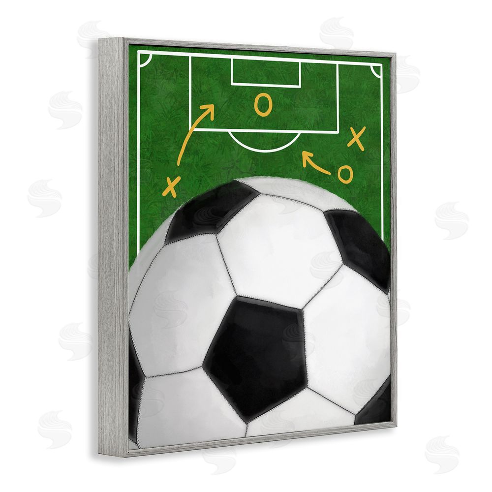 Jennifer Stith Soccer Field & Ball Gray Framed Giclee Wall Art Print