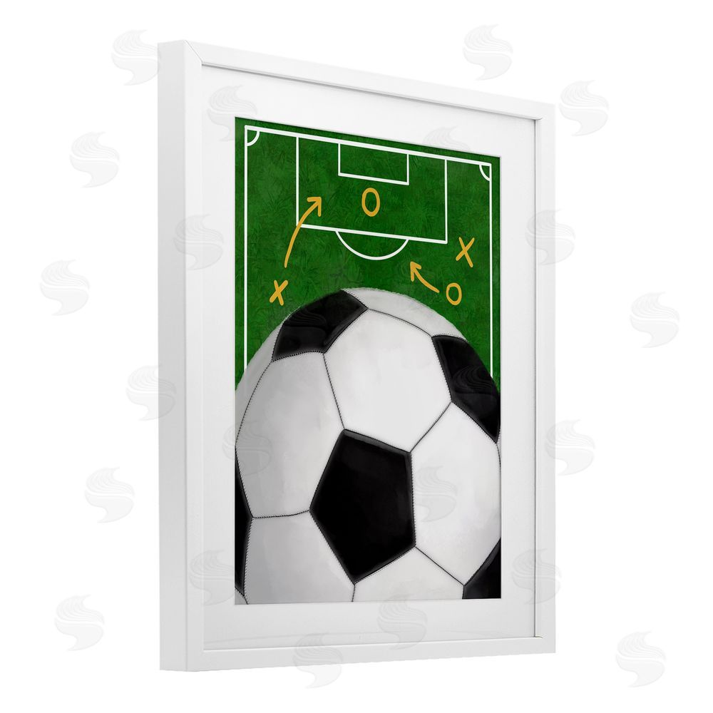Jennifer Stith Soccer Field & Ball White Framed Print Under Glass Wall Art