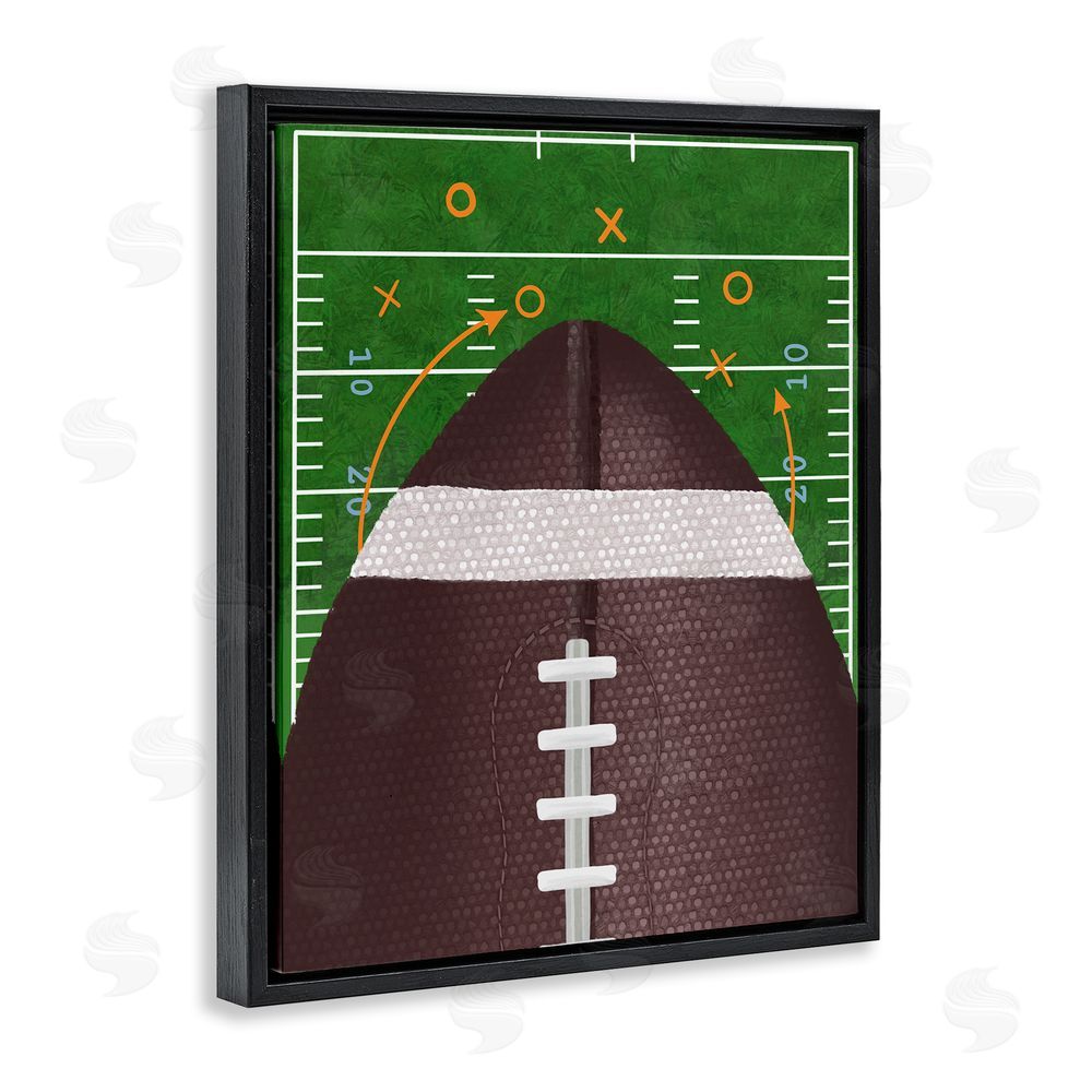 Jennifer Stith Football Field Tactics Black Floating Frame Canvas Wall Art Print
