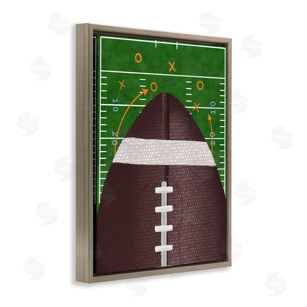Jennifer Stith Football Field Tactics Brown Floating Frame Canvas Wall Art Print
