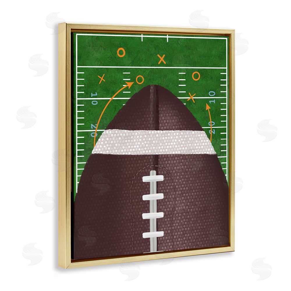 Jennifer Stith Football Field Tactics Gold Floating Frame Canvas Wall Art Print