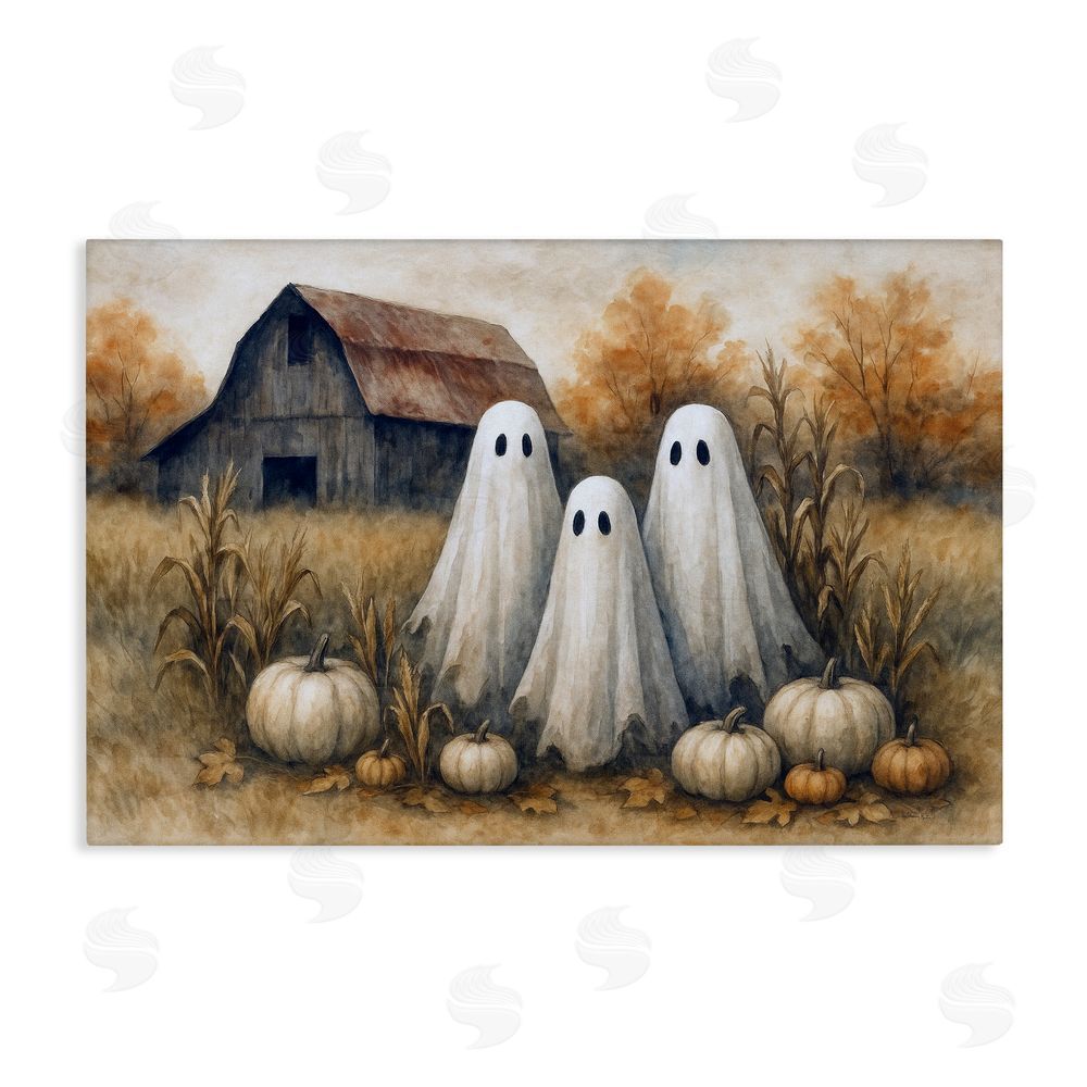 Antony Smith Ghost Trio on Pumpkin Farm Canvas Wall Art Print